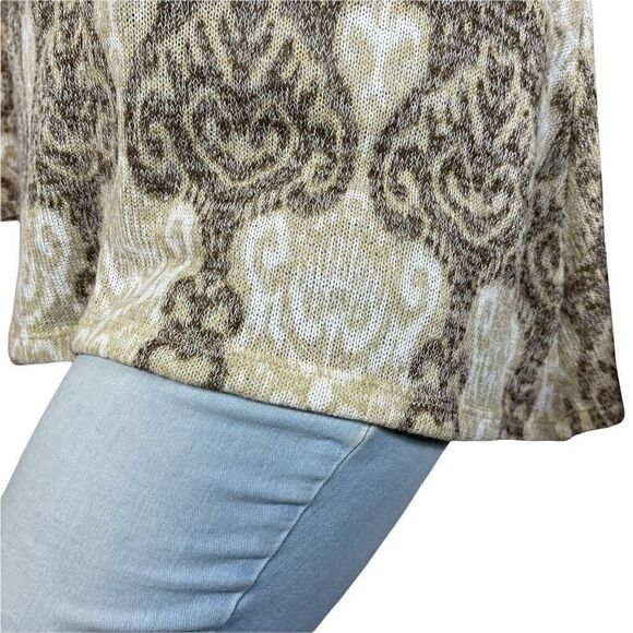 Allison Brittany Cream And Brown Cowl Neck Bohemian Top - Picture 4 of 7